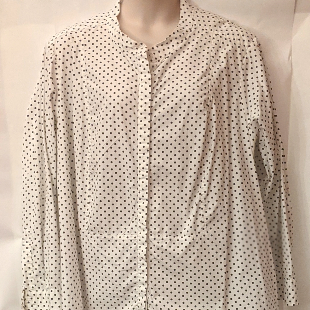 Eshakti Cotton Polkadot Long sleeve Blouse Sz 26
